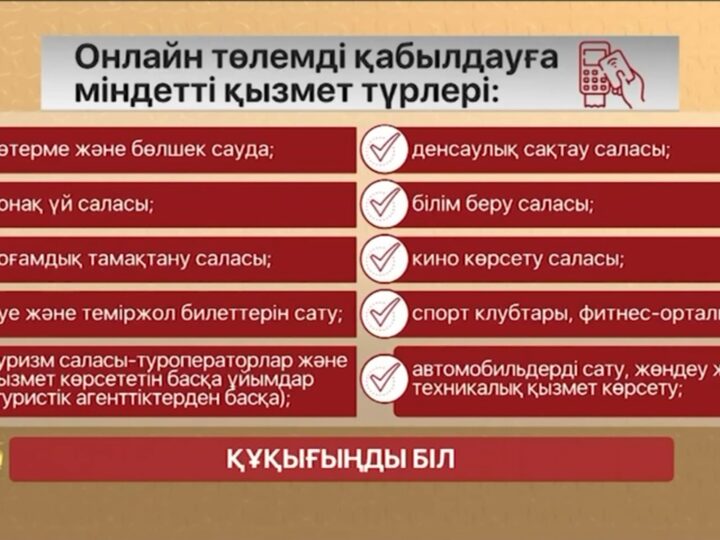 Онлайн төлемді қабылдауға міндетті қызмет түрлері