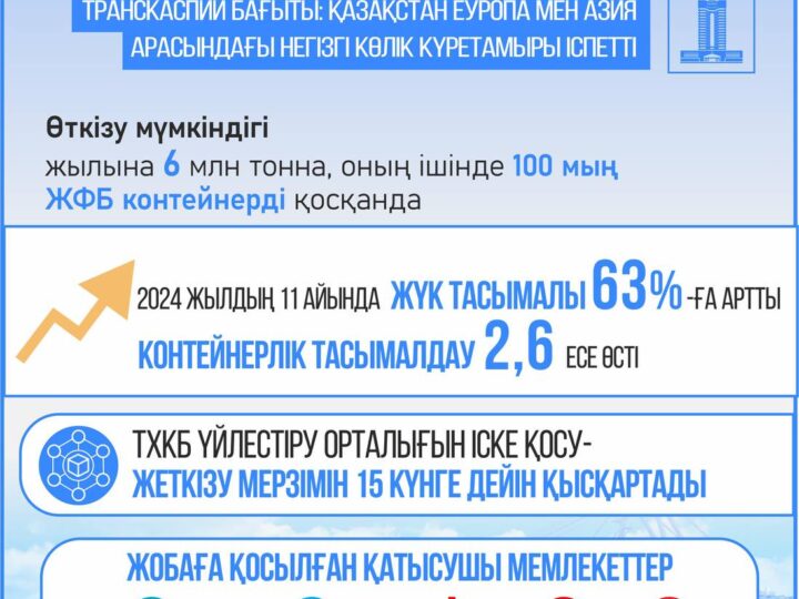 ТХКБ өсімі мен дамуы: 2024 жылы жүк тасымалының көлемі 63%-ға артып, 4 млн тоннадан асты