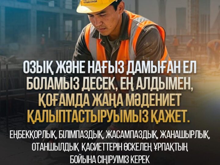 Жаңа мәдениет пен жаңашыл ой қалыптастыру — өркениетті қоғамның басты талабы.